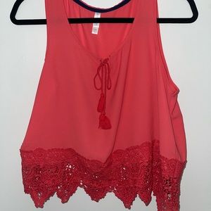 Coral Cropped Tank top, size L, xhilaration (target brand)